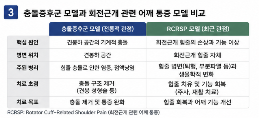 충돌증후군 모델과 회전근개 관련 어깨 통증 모델 비교